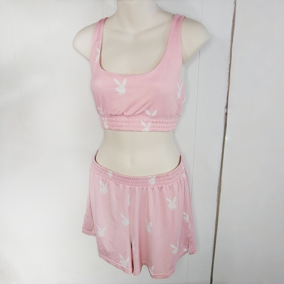 Baby Pink Playboy Motif PJs - Picture 1 of 6